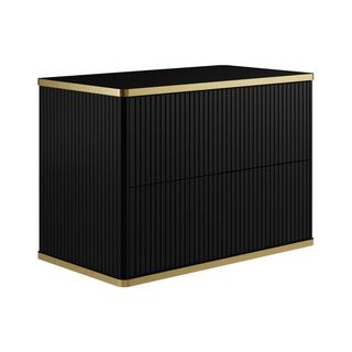 Vente-unique Mobile sotto lavabo per il bagno scanalato con profilo Dorato Nero L80 cm - KELIZA  