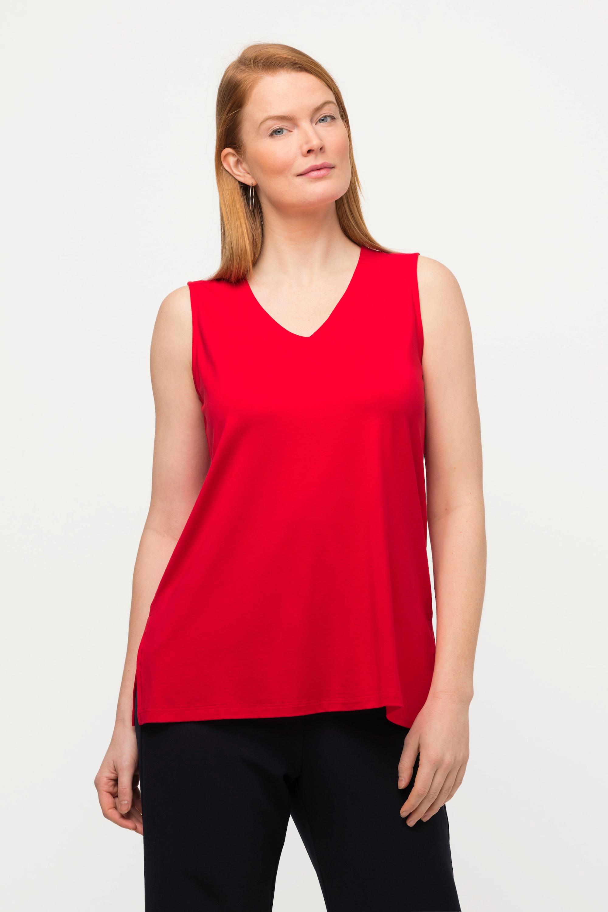 Ulla Popken  Top, slim, col en V, sans manches 