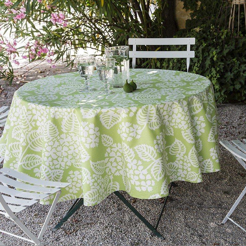 Fleur de Soleil Nappe enduite ronde ou ovale Hortensia  