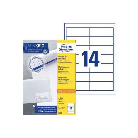 Avery-Zweckform AVERY ZWECKFORM Etiketten 97x37mm 3678 weiss 1400 Stk./100 Blatt  