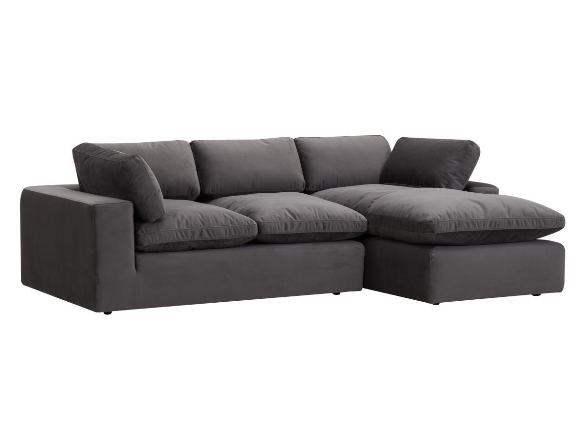 Image of Ecksofa - Ecke rechts - Samt - Anthrazitgrau - AMAURY Ecksofa - Ecke rechts - Samt - Anthrazitgrau - AMAURY