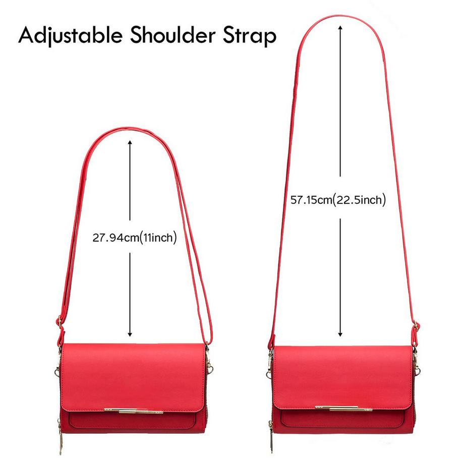 Only-bags.store Sac à Bandoulière Crossbody en Cuir PU Porte Passeport Téléphone avec Fente pour Carte Bandoulière Réglable Détachable  