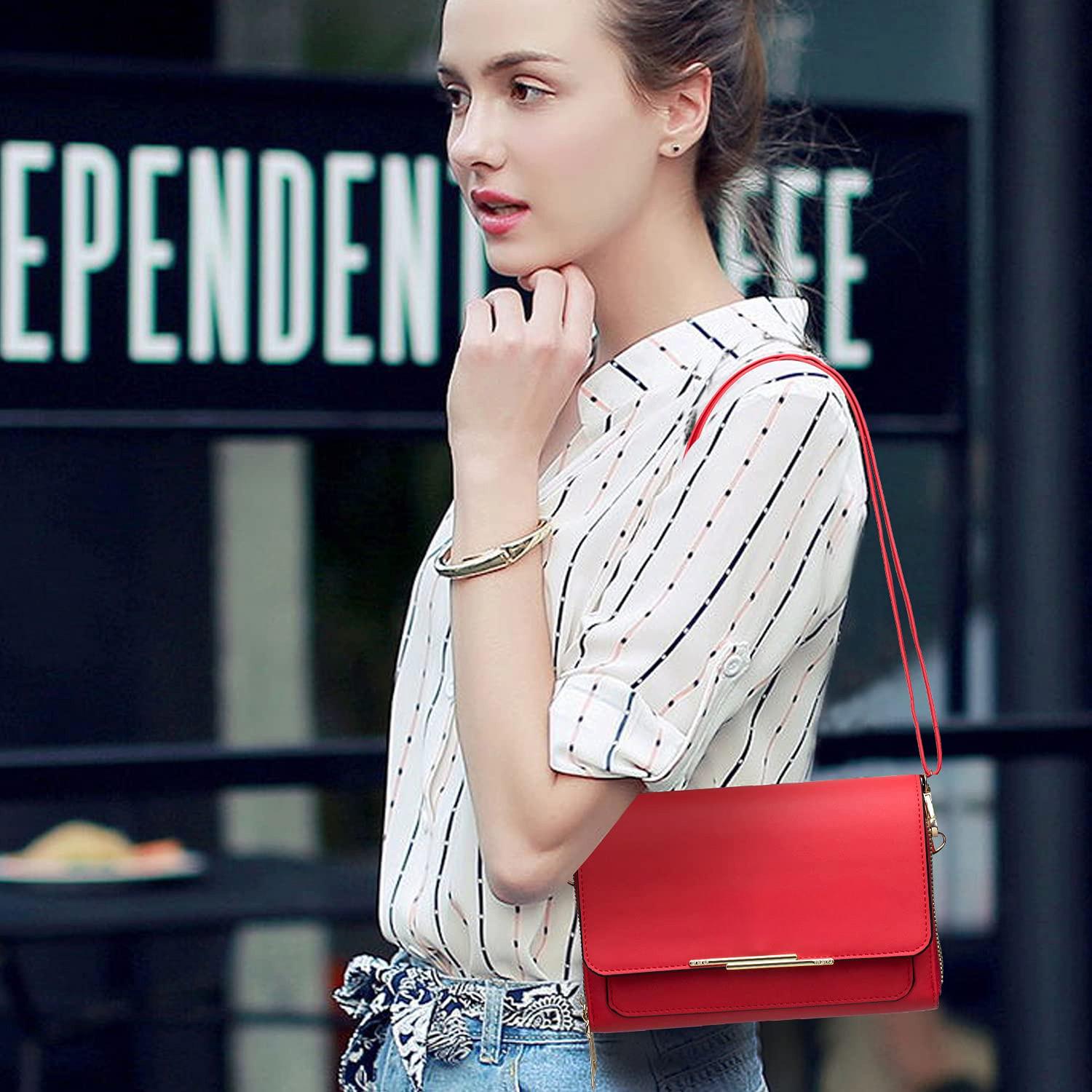 Only-bags.store PU Leder Crossbody Umhängetasche Passport Handytasche mit Kartenschlitz Verstellbarer abnehmbarer Schulterriemen  