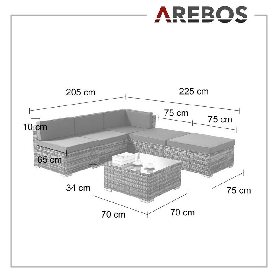 Arebos Polyrattan Gartenmöbel Gartenset Lounge Garnitur Set Sitzgruppe  
