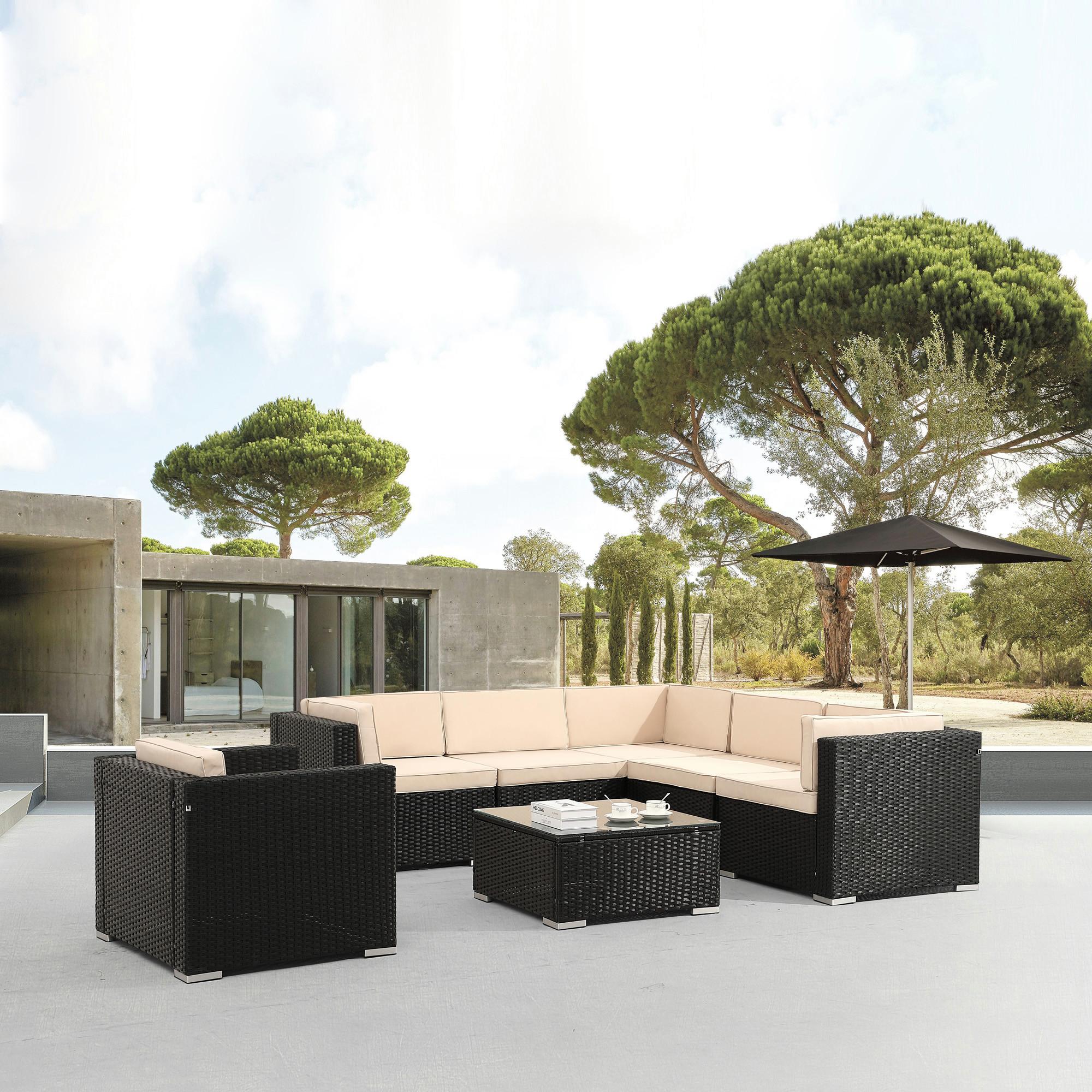 Arebos Polyrattan Mobili da giardino Set per esterni Set di mobili per patio  