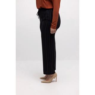 Ulla Popken  Pantaloni a 7/8 con design gessato, cintura elastica e taglio della gamba dritto e ampio 