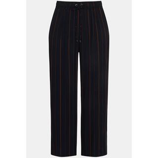 Ulla Popken  Pantaloni a 7/8 con design gessato, cintura elastica e taglio della gamba dritto e ampio 