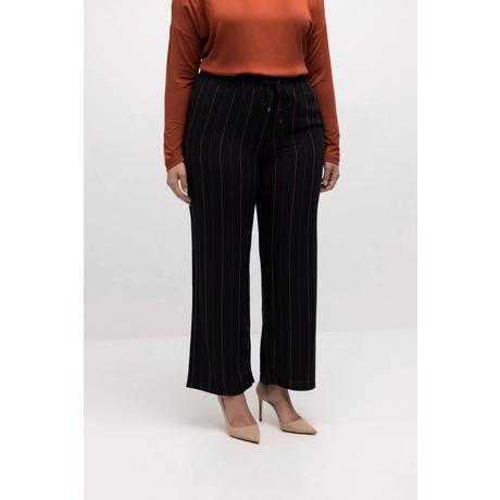 Ulla Popken  Pantaloni a 7/8 con design gessato, cintura elastica e taglio della gamba dritto e ampio 