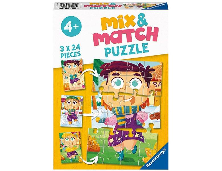 Image of Kinderpuzzel 3x24 stukjes Mix & Match Bonte kleren