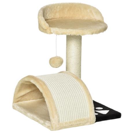 Northio  Petit Griffoir Avec Balles De Jeu, Griffoir Pour Chat Avec Poteaux À Gratter En Corde De Sisal, Beige, 35,5X37X46Cm 