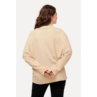 Ulla Popken  Maglia in cotone biologico con collo alto e maniche lunghe a pipistrello 