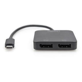 Digitus  DisplayPort / USB-C® Adapter [1x USB-C® - 2x DisplayPort Buchse] Schwarz 