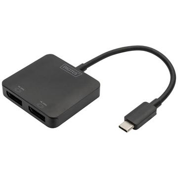 DisplayPort / USB-C® Adapter [1x USB-C® - 2x DisplayPort Buchse] Schwarz