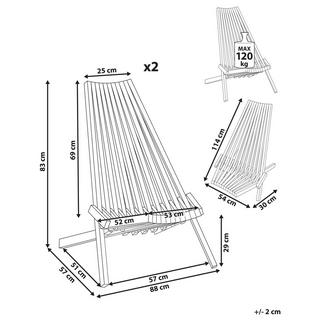 Beliani Set di 2 sedie en Legno d'acacia Moderno BELLANO  