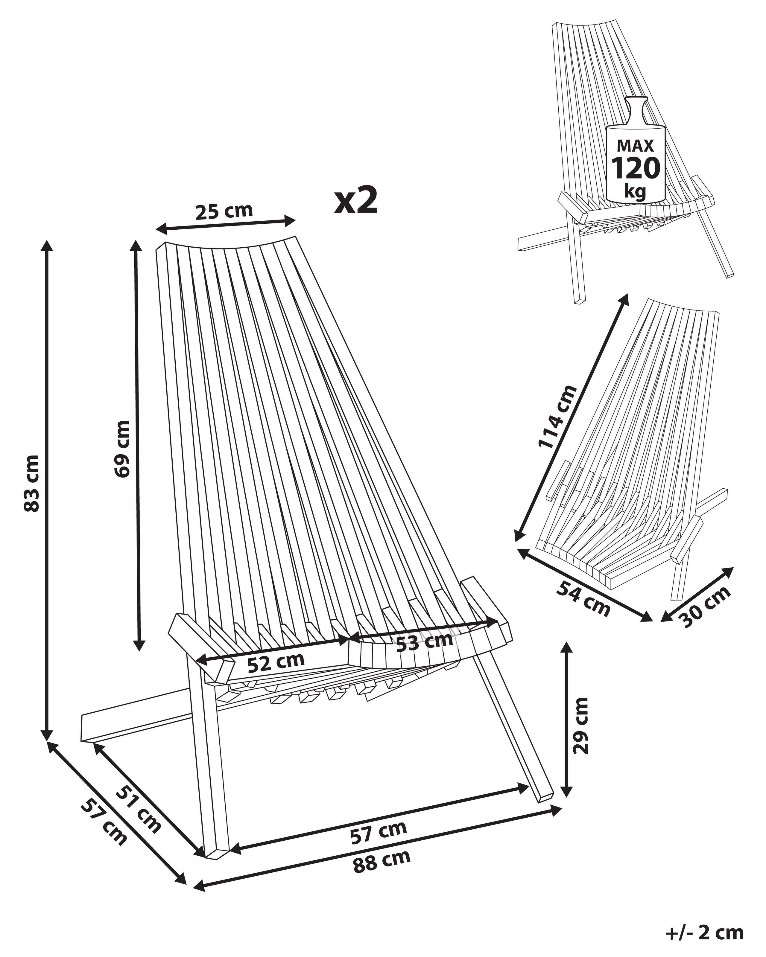 Beliani Lot de 2 chaises de jardin en Acacia Moderne BELLANO  