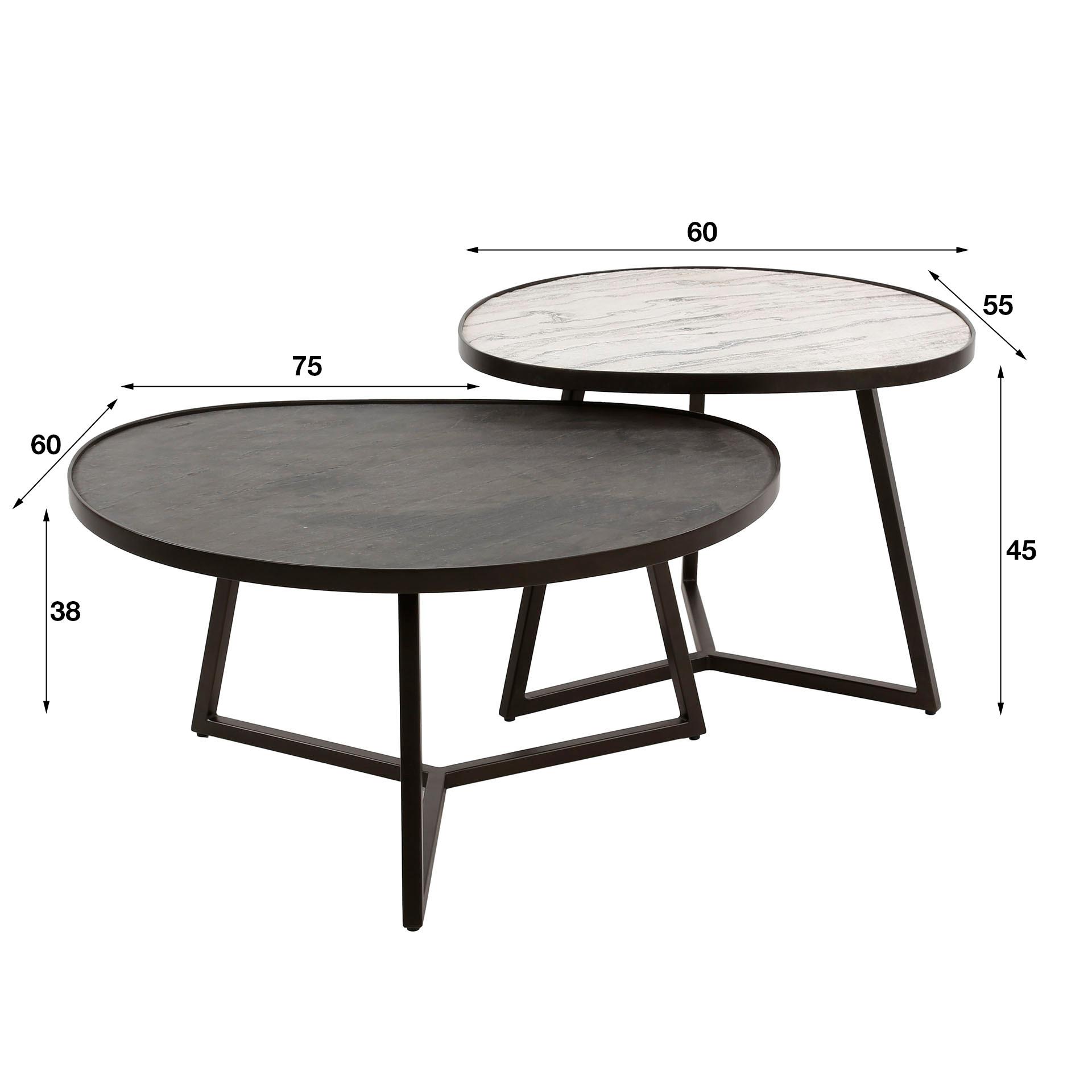 mutoni Table basse Ardoise (lot de 2)  