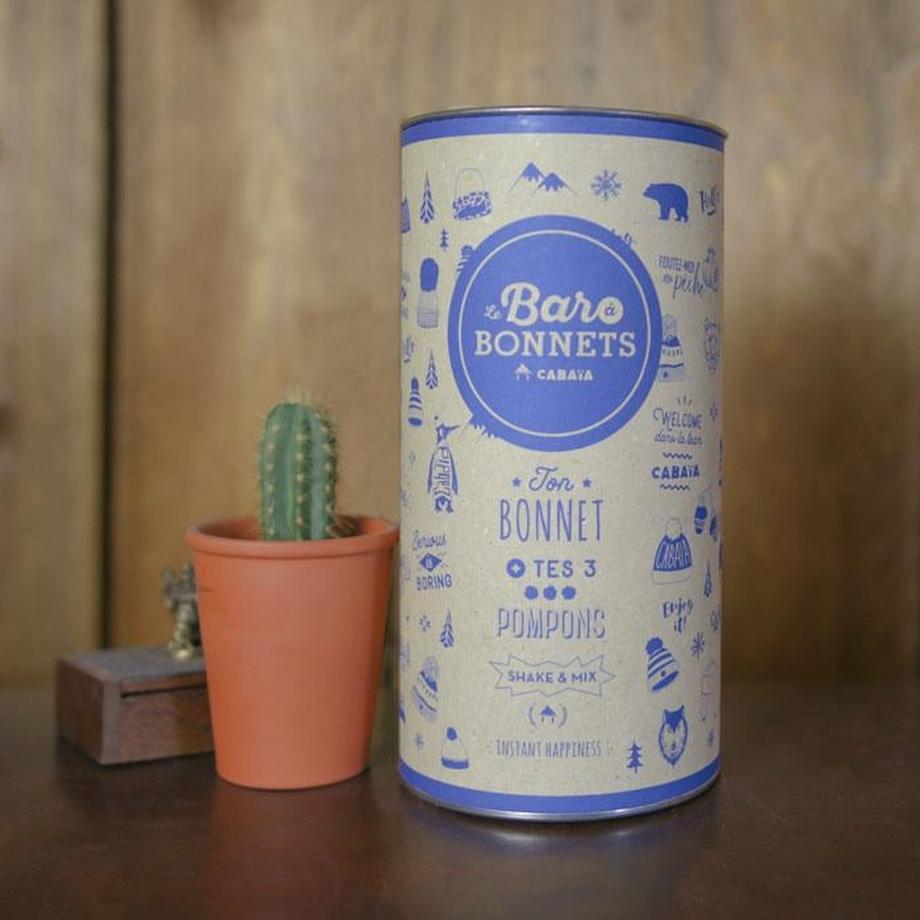 CABAIA Berretto Creamy Gin-0 a maglia con pon pon intercambiabili  