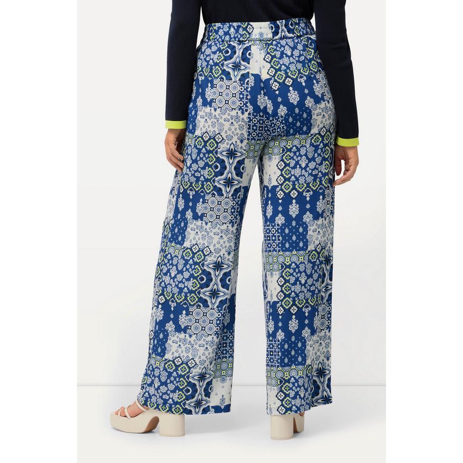 Ulla Popken Pantaloni Rose Stampa Patchwork Gamba Dritta  