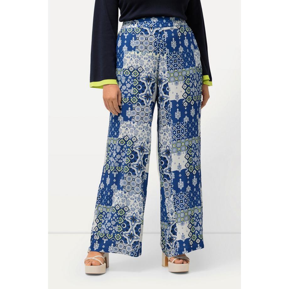 Ulla Popken Pantaloni Rose Stampa Patchwork Gamba Dritta  