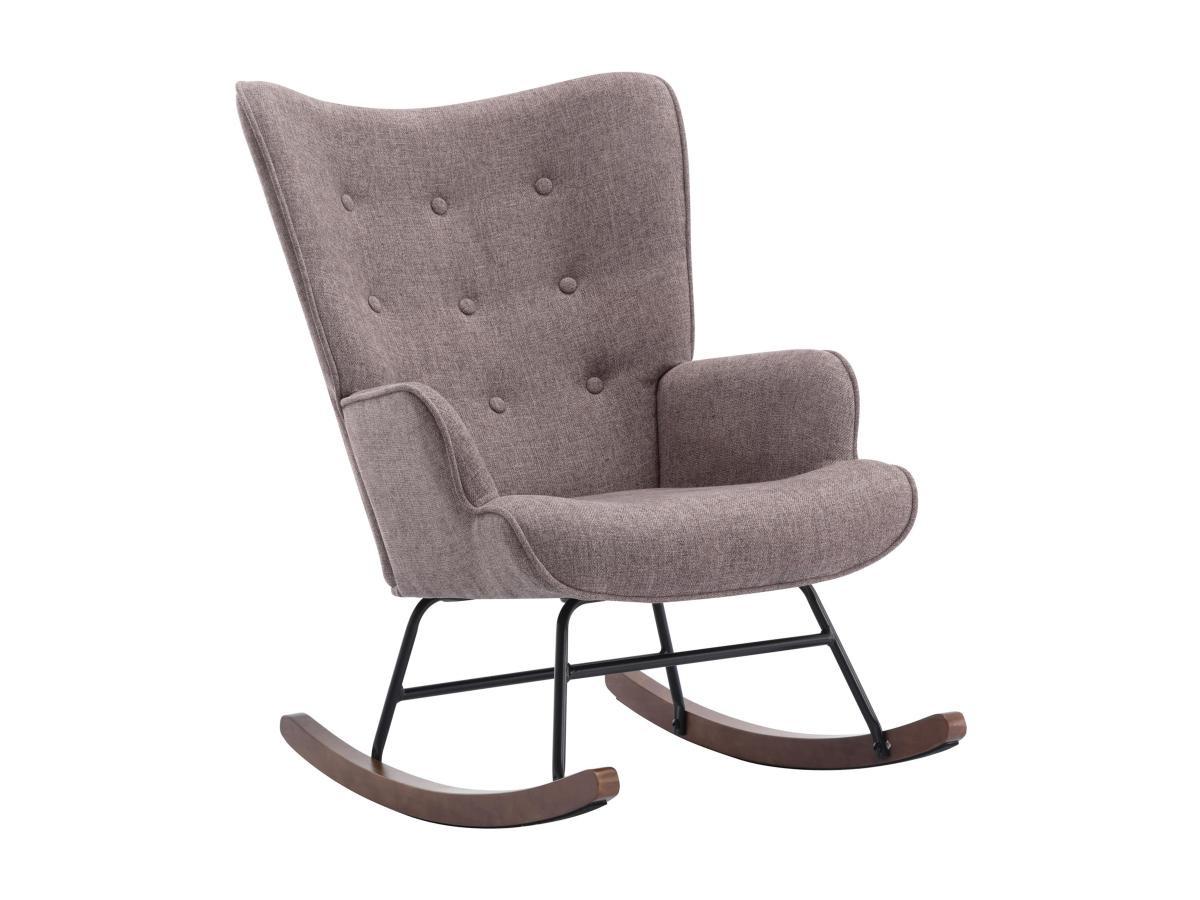 Vente-unique Fauteuil à bascule en tissu chiné taupe ELMINA II  