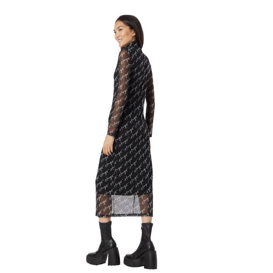 HUGO Neshy Rollkragen Langarm Midi Kleid  