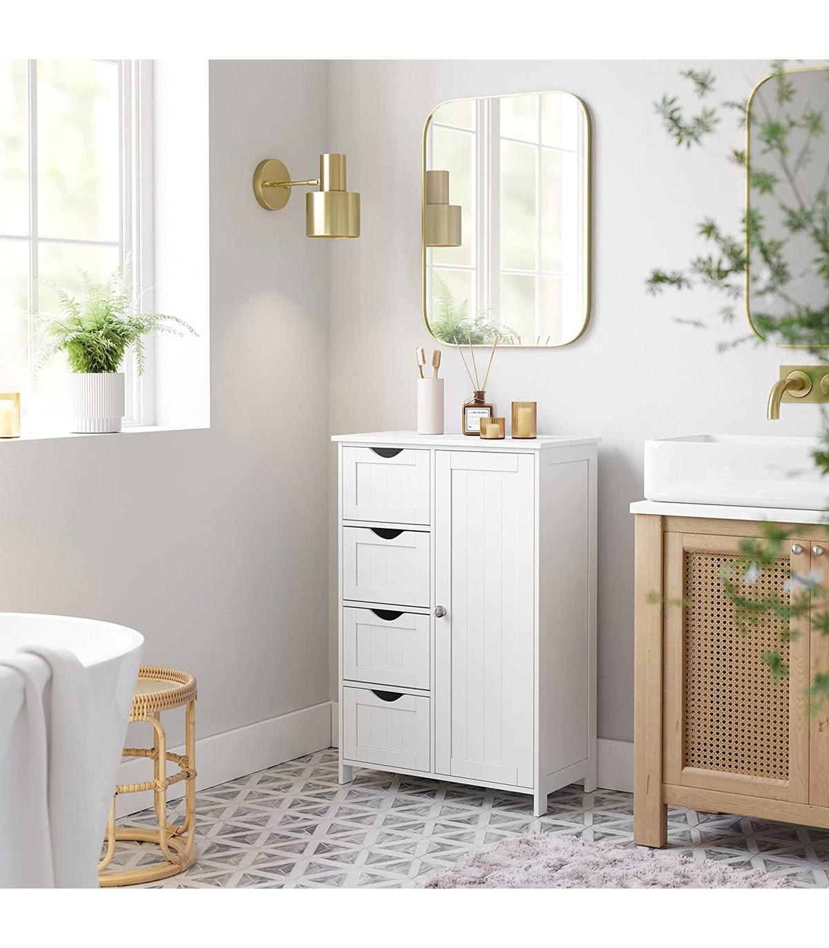 Pricenet Meuble de salle de bain 1 Porte 4 Tiroirs  