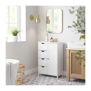 Pricenet Meuble de salle de bain 1 Porte 4 Tiroirs  