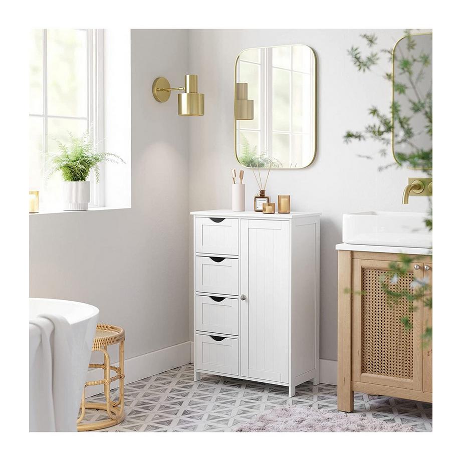 Pricenet Badezimmerregal mit 1 Tür und 4 Schubladen  