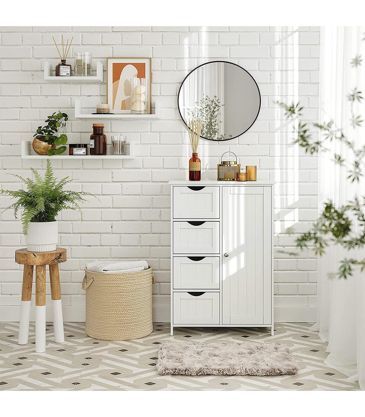 Pricenet Meuble de salle de bain 1 Porte 4 Tiroirs  