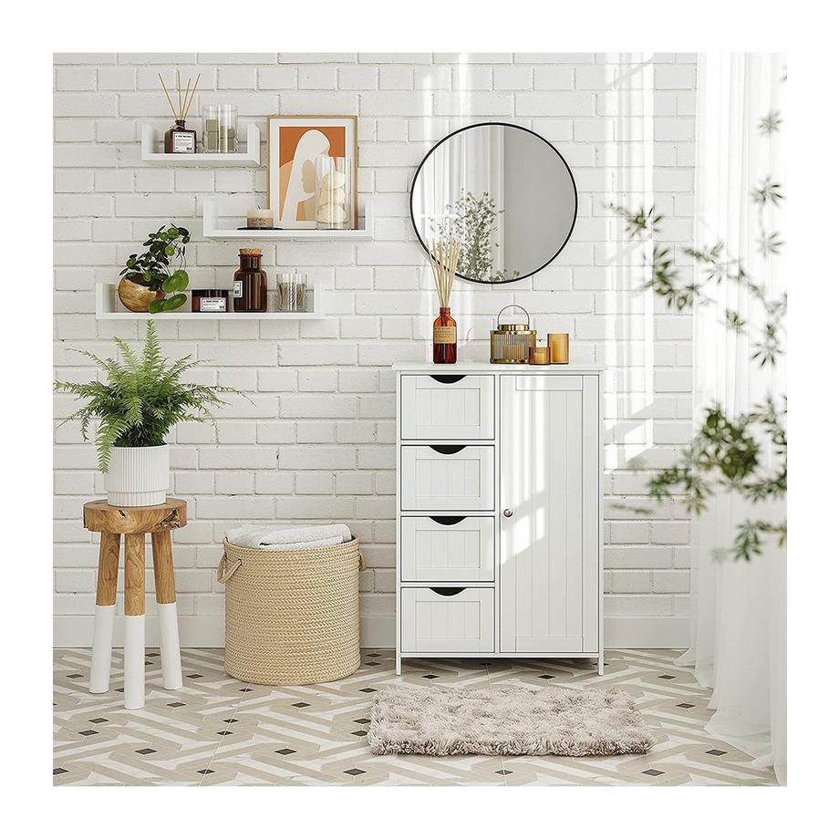 Pricenet Badezimmerregal mit 1 Tür und 4 Schubladen  