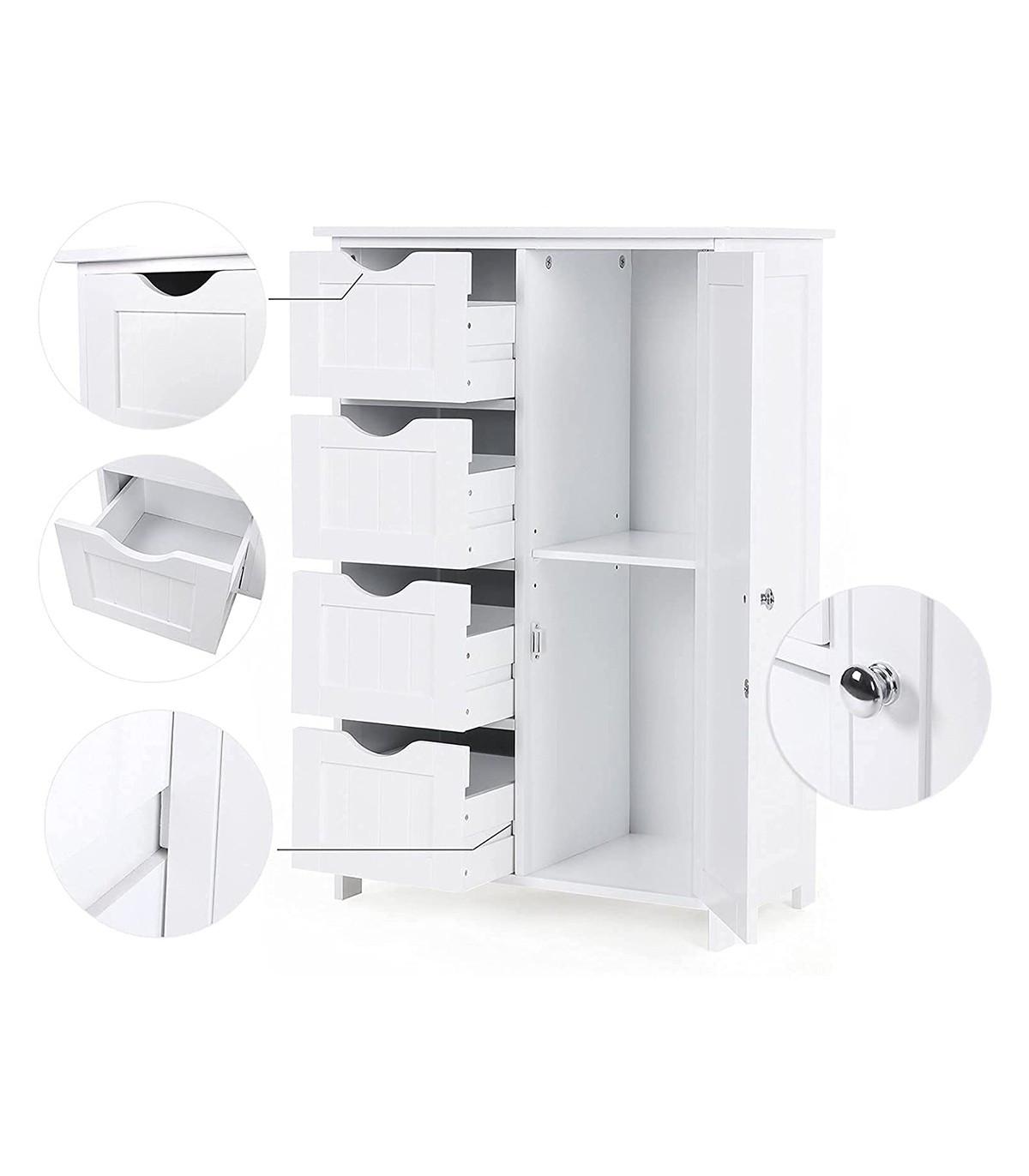 Pricenet Meuble de salle de bain 1 Porte 4 Tiroirs  