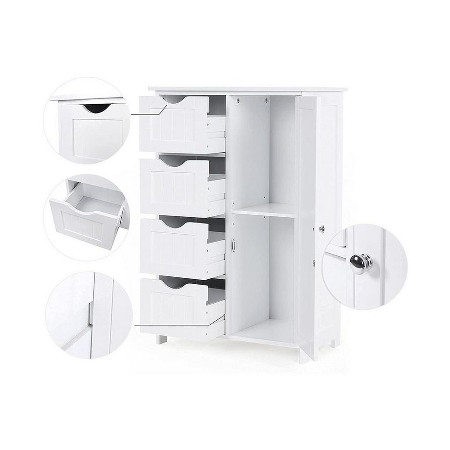 Pricenet Badezimmerregal mit 1 Tür und 4 Schubladen  