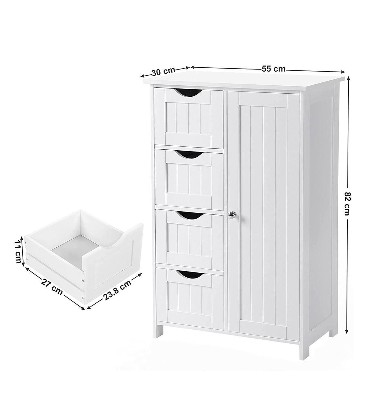 Pricenet Meuble de salle de bain 1 Porte 4 Tiroirs  