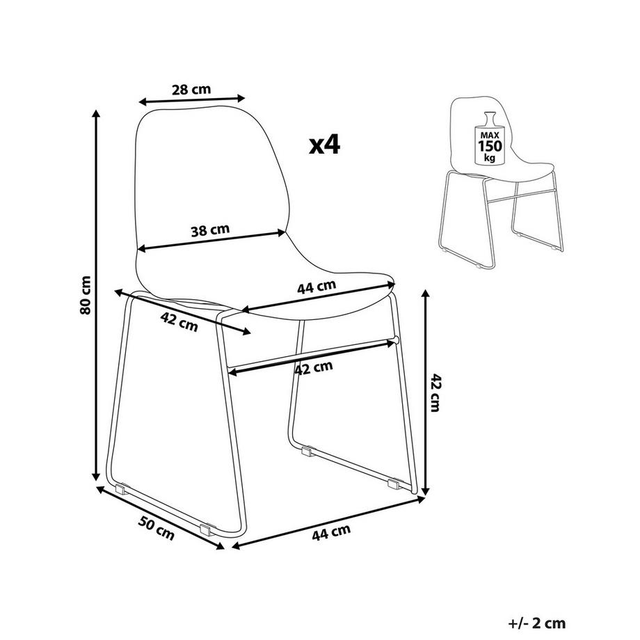 Beliani Lot de 4 chaises de conférence en Polypropylène Moderne PANORA  