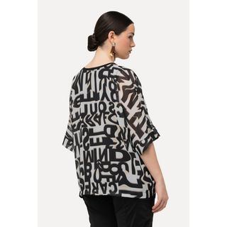 Ulla Popken Tunica Stampa Lettere Scollo a V Maniche 3/4  