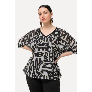 Ulla Popken Tunica Stampa Lettere Scollo a V Maniche 3/4  