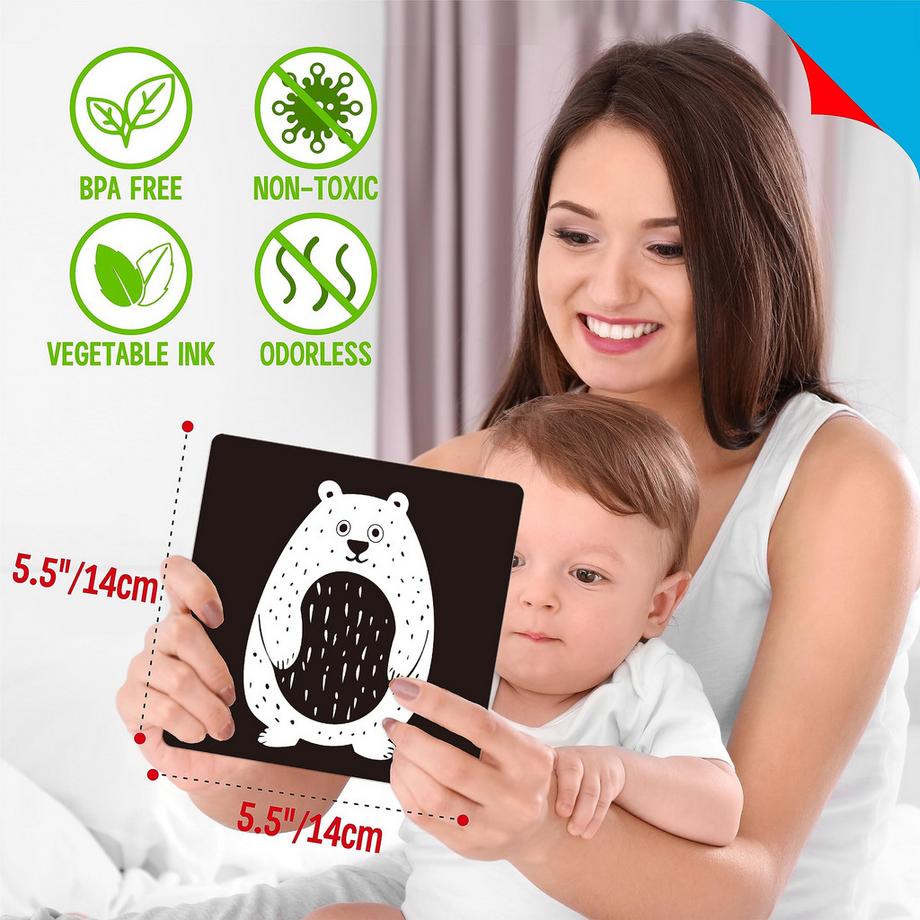 Activity-board  25 cartes de stimulation visuelle pour bébé, cartes flash double face à fort contraste 
