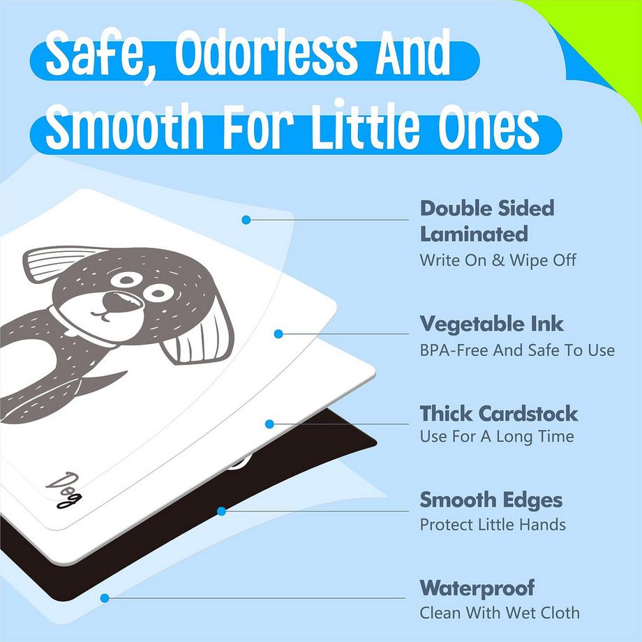 Activity-board  25 cartes de stimulation visuelle pour bébé, cartes flash double face à fort contraste 