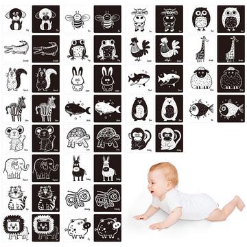 25 cartes de stimulation visuelle pour bébé, cartes flash double face à fort contraste
