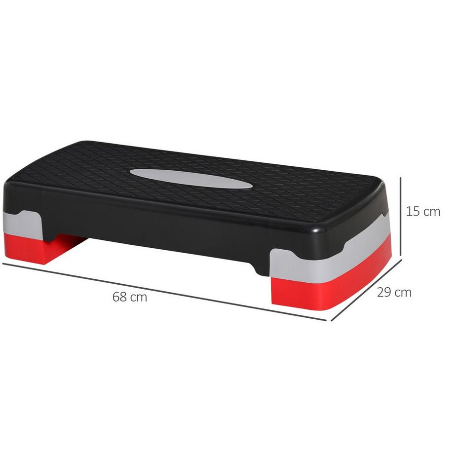 Northio  Stepping Board Aerobic Fitness 2 Niveaux Réglable En Hauteur (10/20 Cm), Vélo D'Appartement Stepper, Noir + Gris + Rouge, 68 X 28 X 15 Cm 