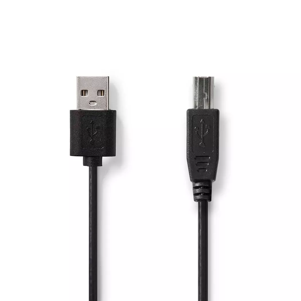 Nedis – USB-Kabel | USB 2.0 USB-A Stecker USB-B 480 Mbps Vernickelt 3,00 m Rund PVC Schwarz Etikett, One Size