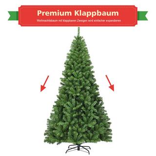 Northix Weihnachtsbaum 225 cm Künstlicher Tannenbaum mit Klappsystem 1346 Spitzen PVC Grün  