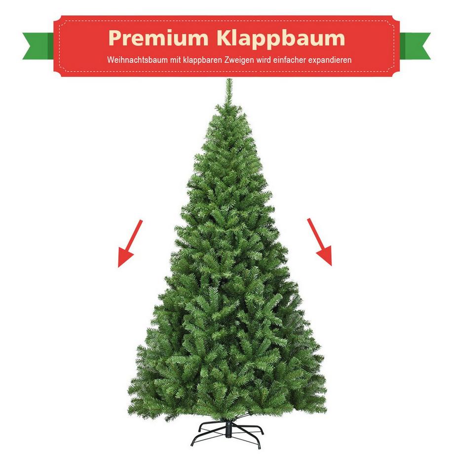 Northix Sapin de Noël 225 cm Sapin de Noël artificiel avec système de pliage 1346 pointes PVC vert  