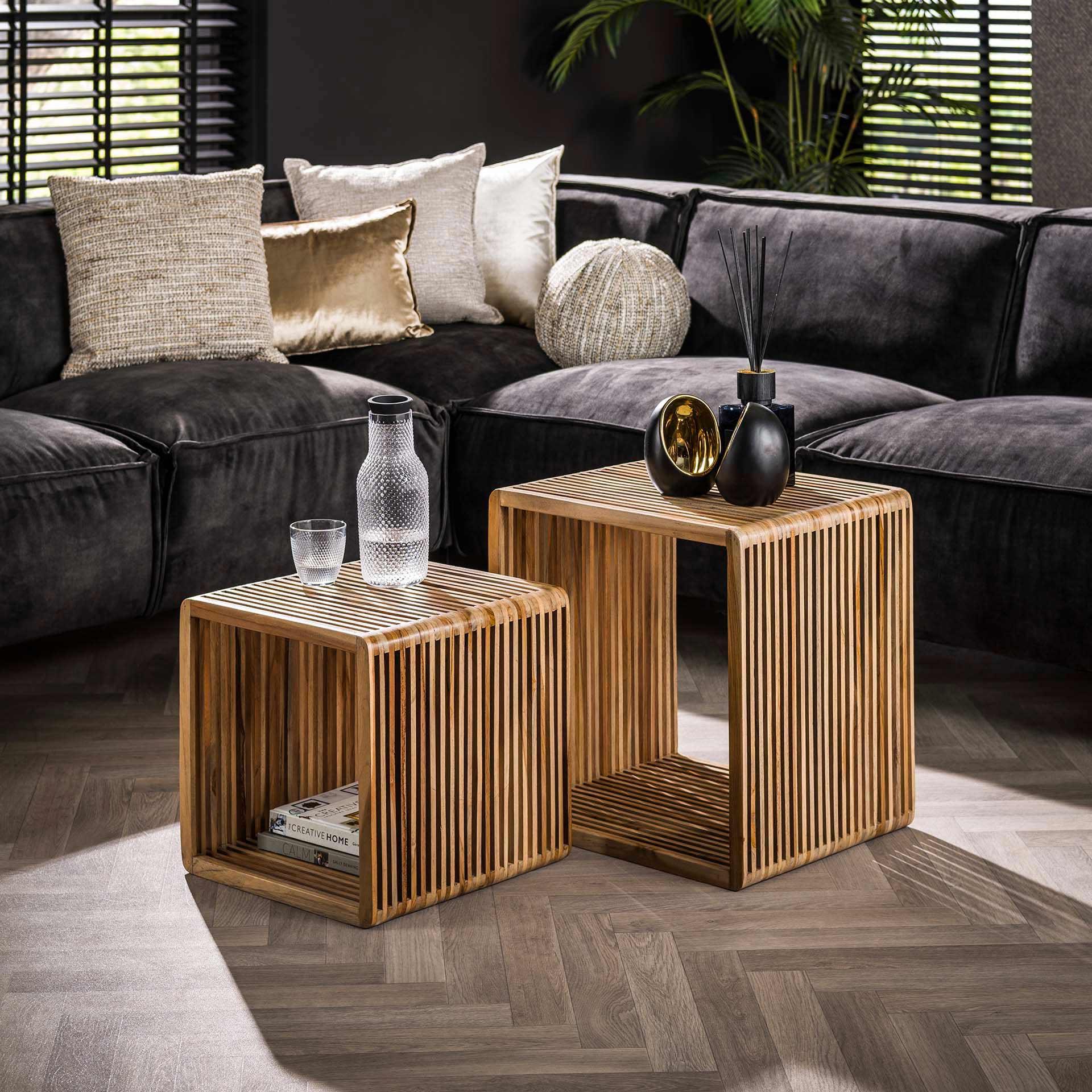 mutoni Couchtisch Rib Teak (2er-Set)  