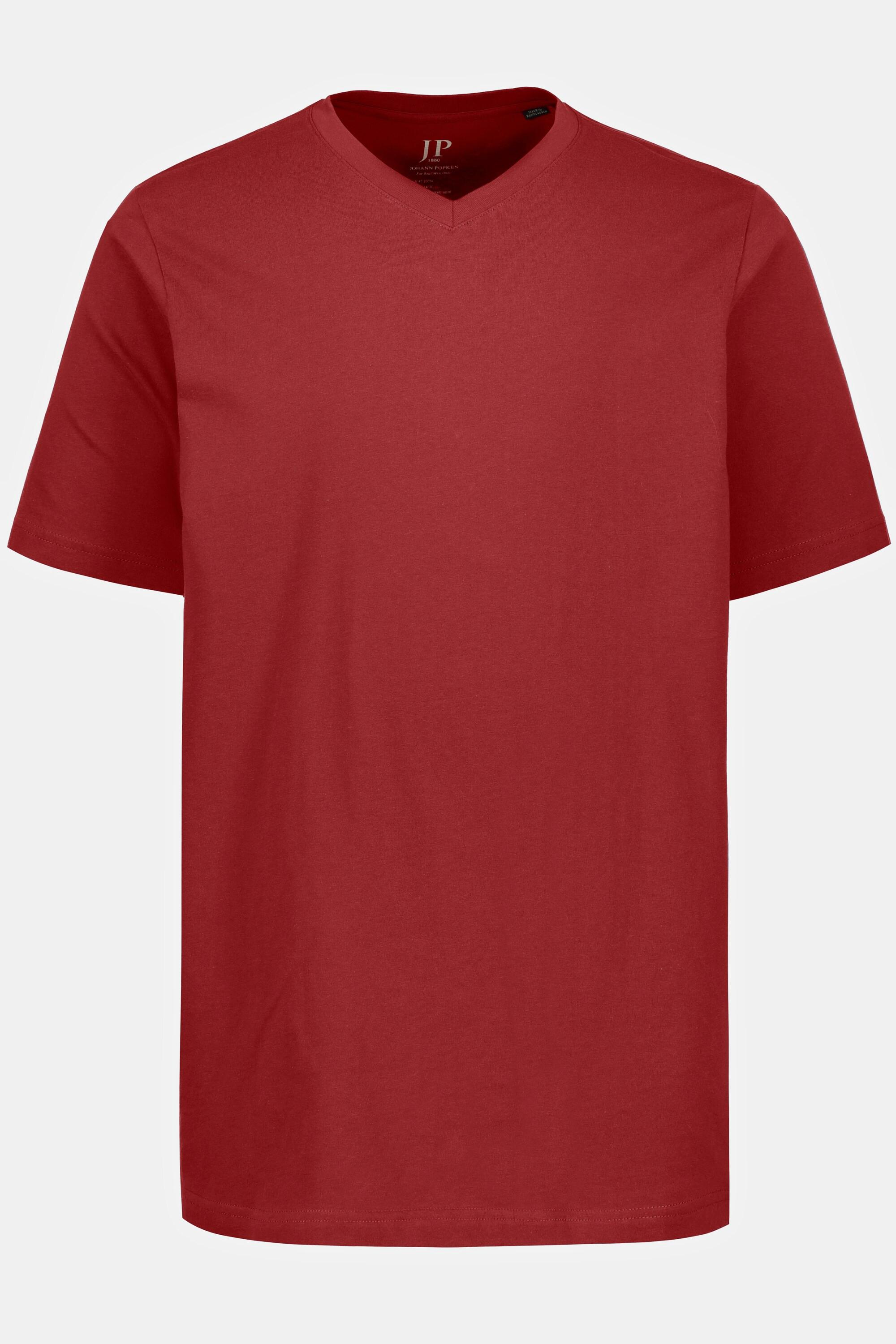 JP1880  T-shirt basic con scollo a V rosso borgogna 