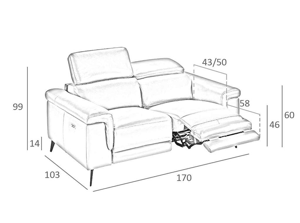 ANGEL CERDA 2-Sitzer-Sofa, gepolstert mit Rindsleder  