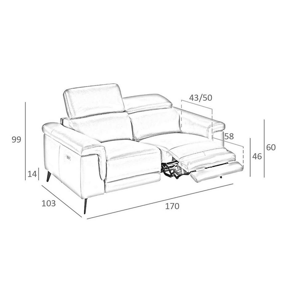 ANGEL CERDA Canapé de relaxation 2 places en cuir marron  