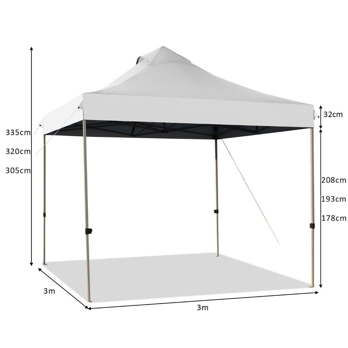 Northix 3 x 3 m Pavillon Faltpavillon wasserdicht stabil Winterfest Partyzelt mit Tragetasche auf Rollen Weiß  