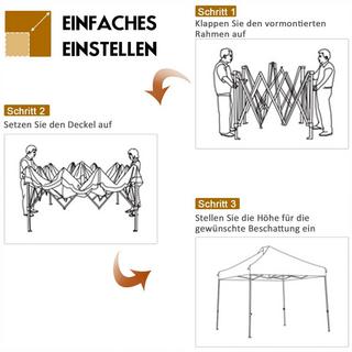 Northix 3 x 3 m Pavillon Faltpavillon wasserdicht stabil Winterfest Partyzelt mit Tragetasche auf Rollen Weiß  
