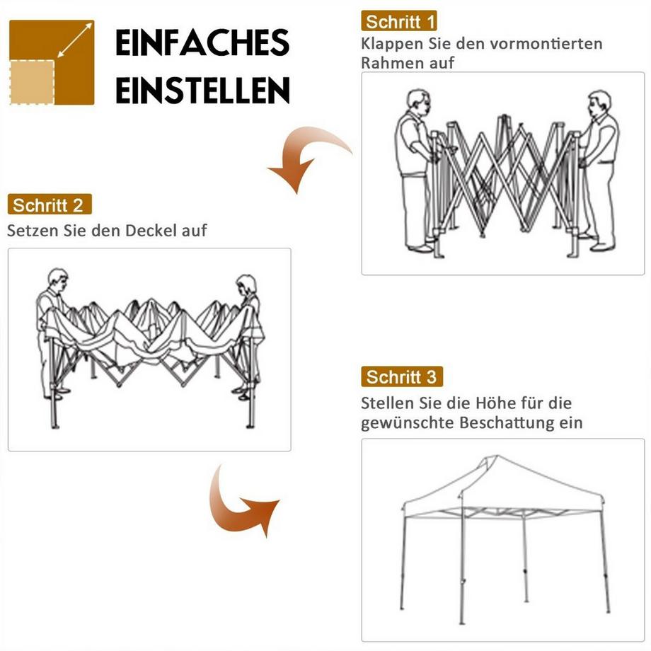 Northix 3 x 3 m Pavillon Faltpavillon wasserdicht stabil Winterfest Partyzelt mit Tragetasche auf Rollen Weiß  